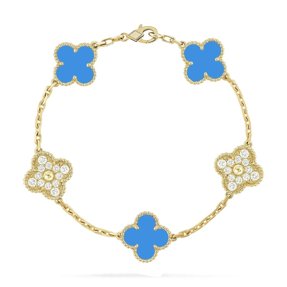 [Lumi jewelry] CLOVER 5 MOTIF BLUE AGATE BRACELET COLLECTION