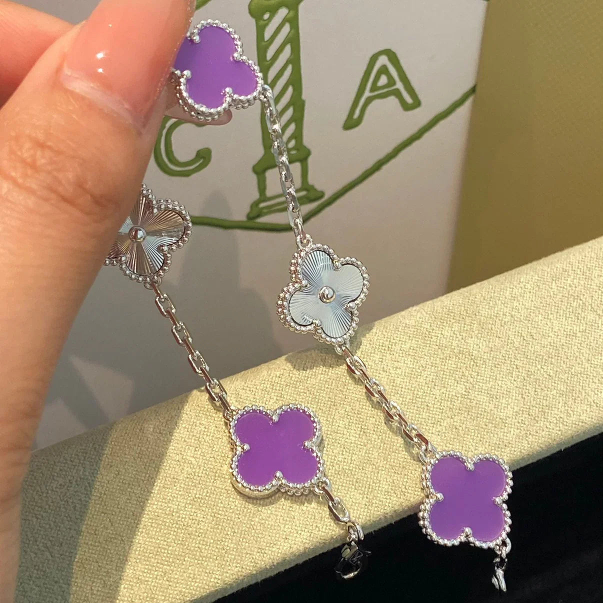 [Lumi jewelry] CLOVER 5 MOTIF VIOLET BRACELET COLLECTION