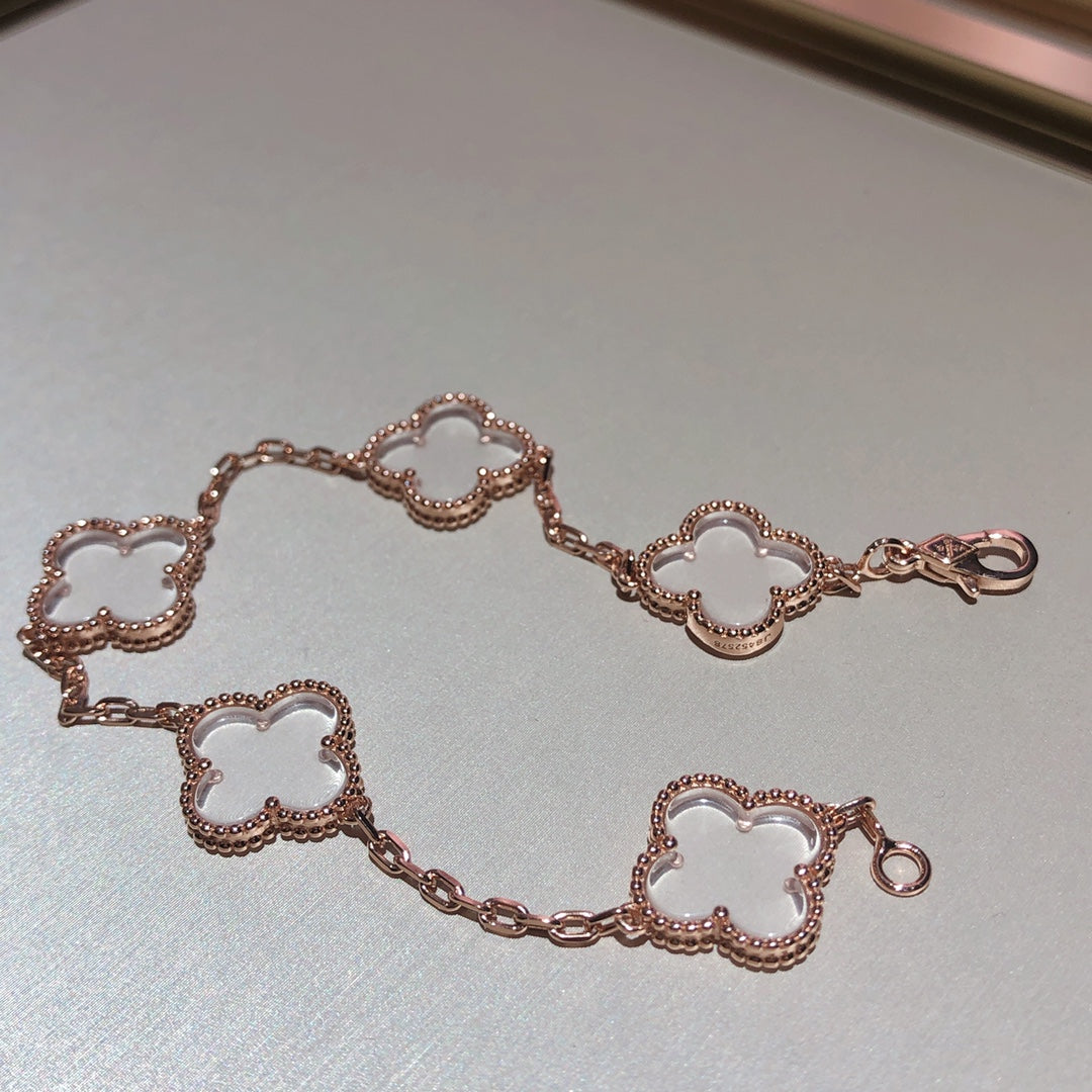 [Lumi jewelry]CLOVER 5 MOTIF ROCK CRYSTAL BRACELET