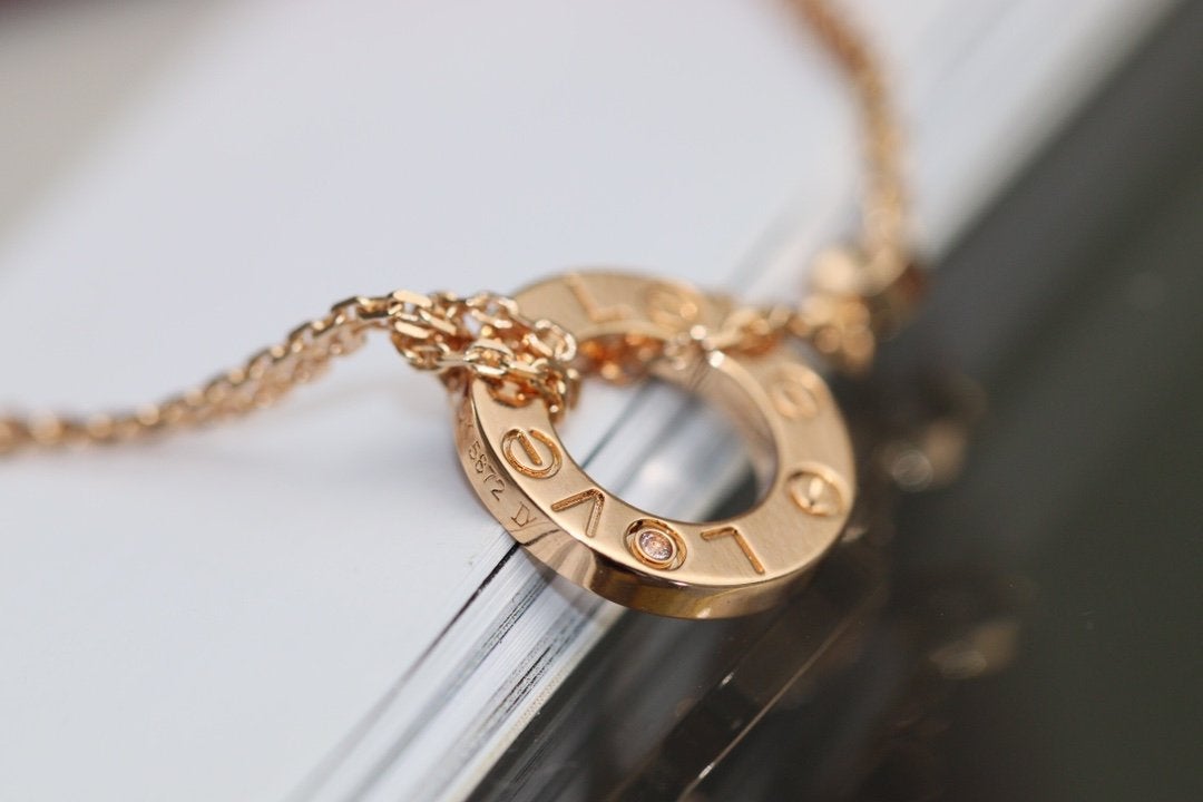 Lumi® LOVE Halskette, verstellbar, Roségold, 2 Diamanten 