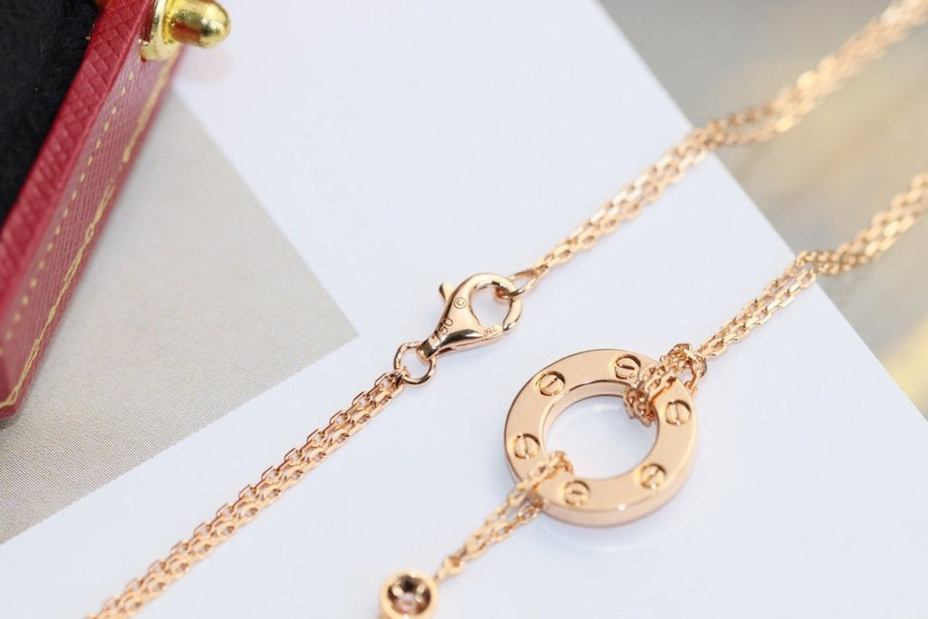 Lumi® LOVE Halskette, verstellbar, Roségold, 2 Diamanten 