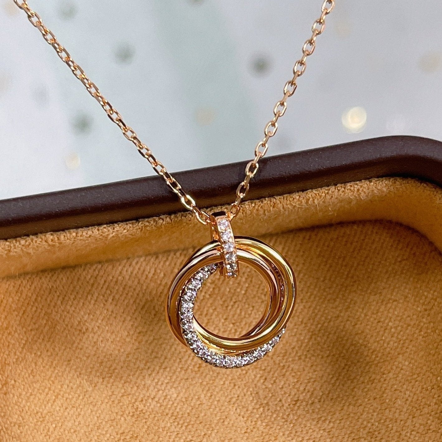 Lumi® Trinity Halskette Silber Gold Roségold Diamanten 