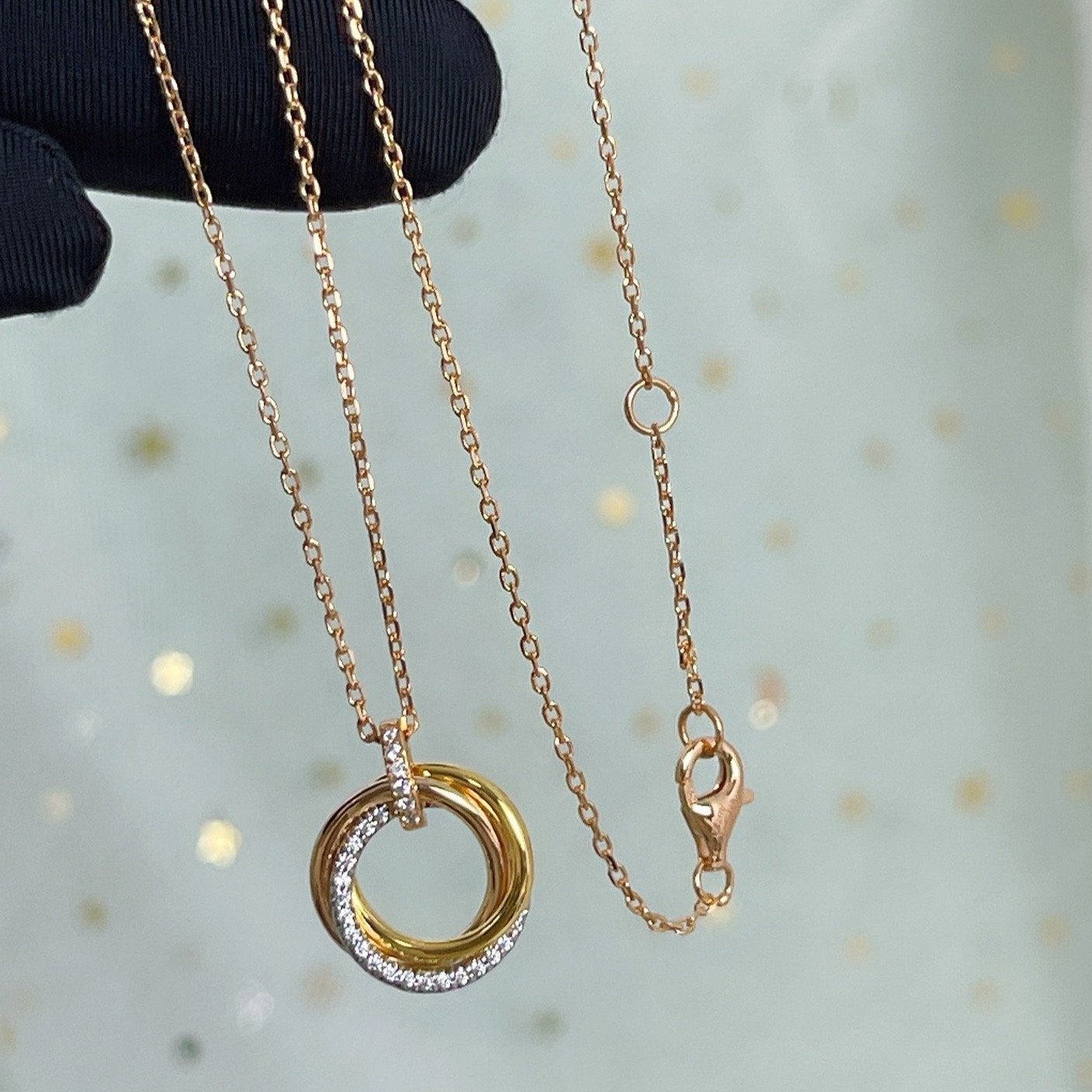 Lumi® Trinity Halskette Silber Gold Roségold Diamanten 