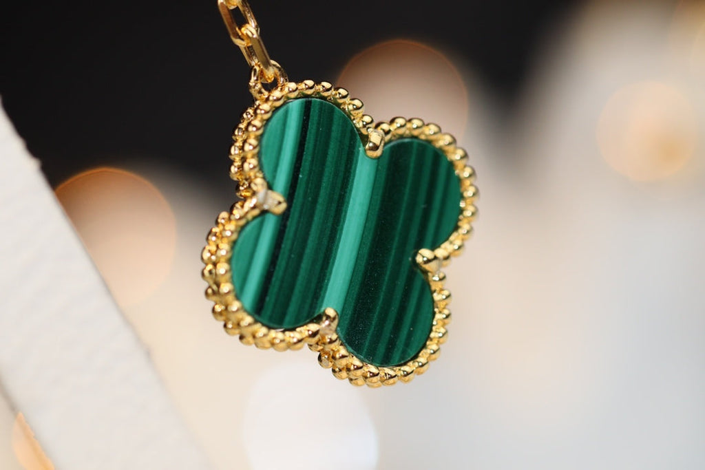 Lumi® Kleeblatt-Ohrringe, Gold, Malachit, Diamant, 3 Motive