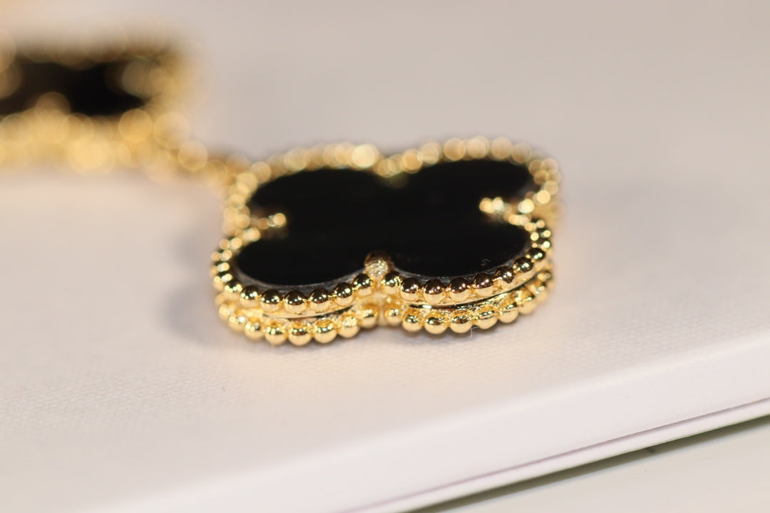 Lumi® Kleeblatt-Ohrringe Gold Onyx Perlmutt 3 Motive 