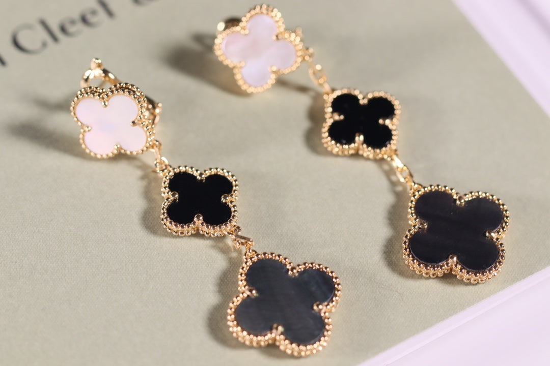 Lumi® Kleeblatt-Ohrringe Gold Onyx Perlmutt 3 Motive 