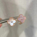 Lumi® CLOVER MEDIUM 1 MOTIFS PINK MOP DIAMOND EARRINGS