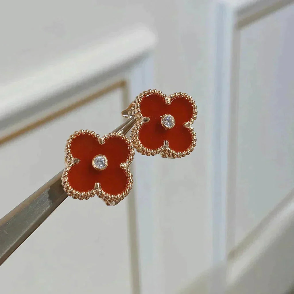 Lumi® CLOVER MEDIUM 1 MOTIFS CARNELIAN DIAMOND Ohrringe