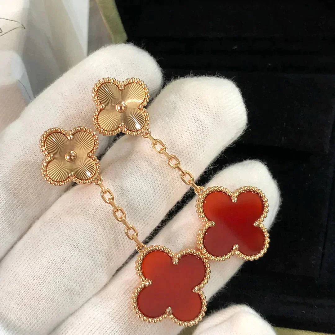 Lumi® CLOVER 2 MOTIF LASER CARNELIAN EARRINGS