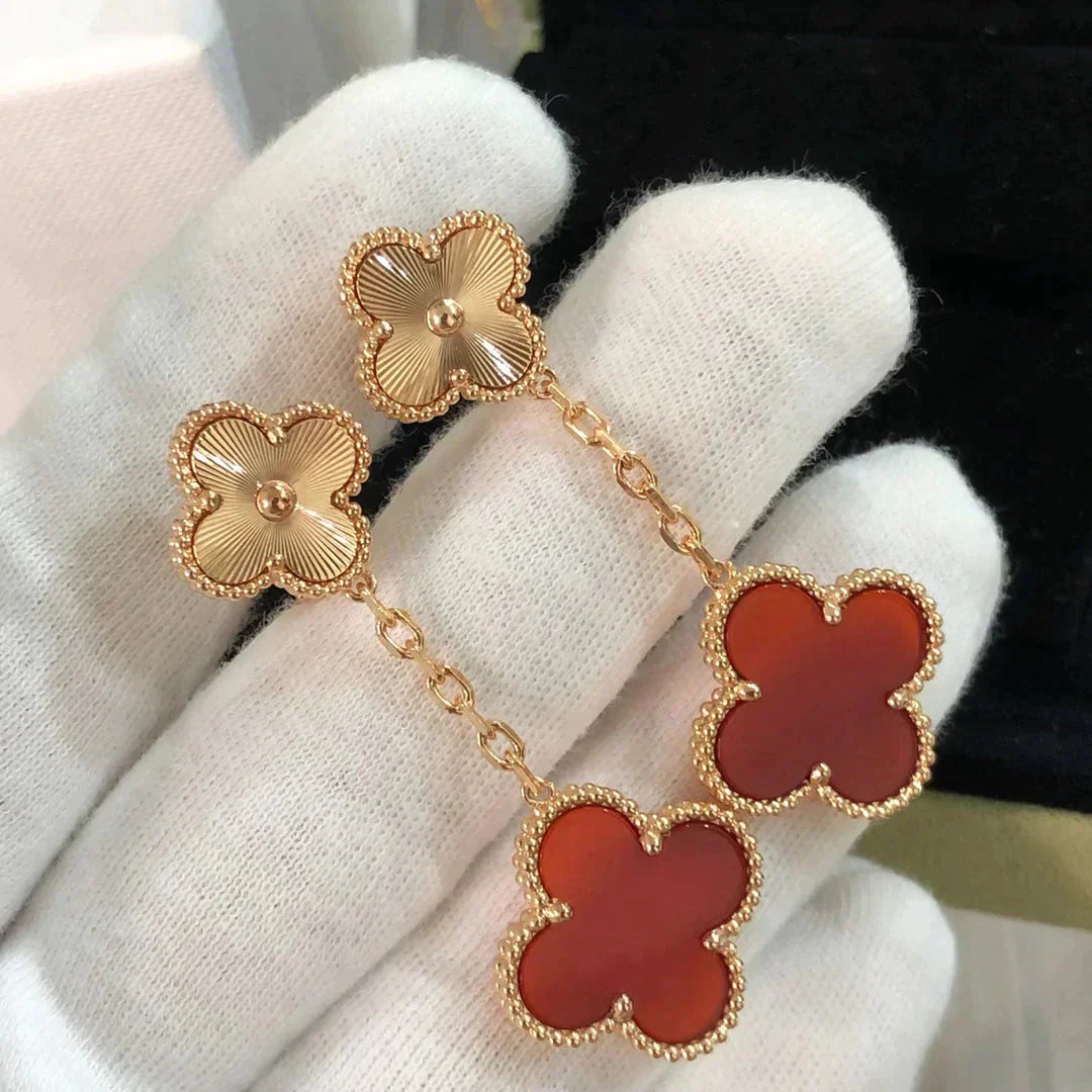 Lumi® CLOVER 2 MOTIF LASER CARNELIAN EARRINGS