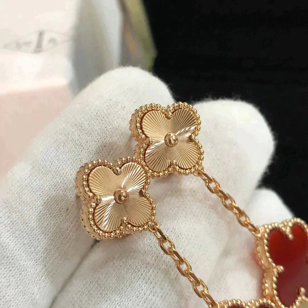 Lumi® CLOVER 2 MOTIF LASER CARNELIAN EARRINGS