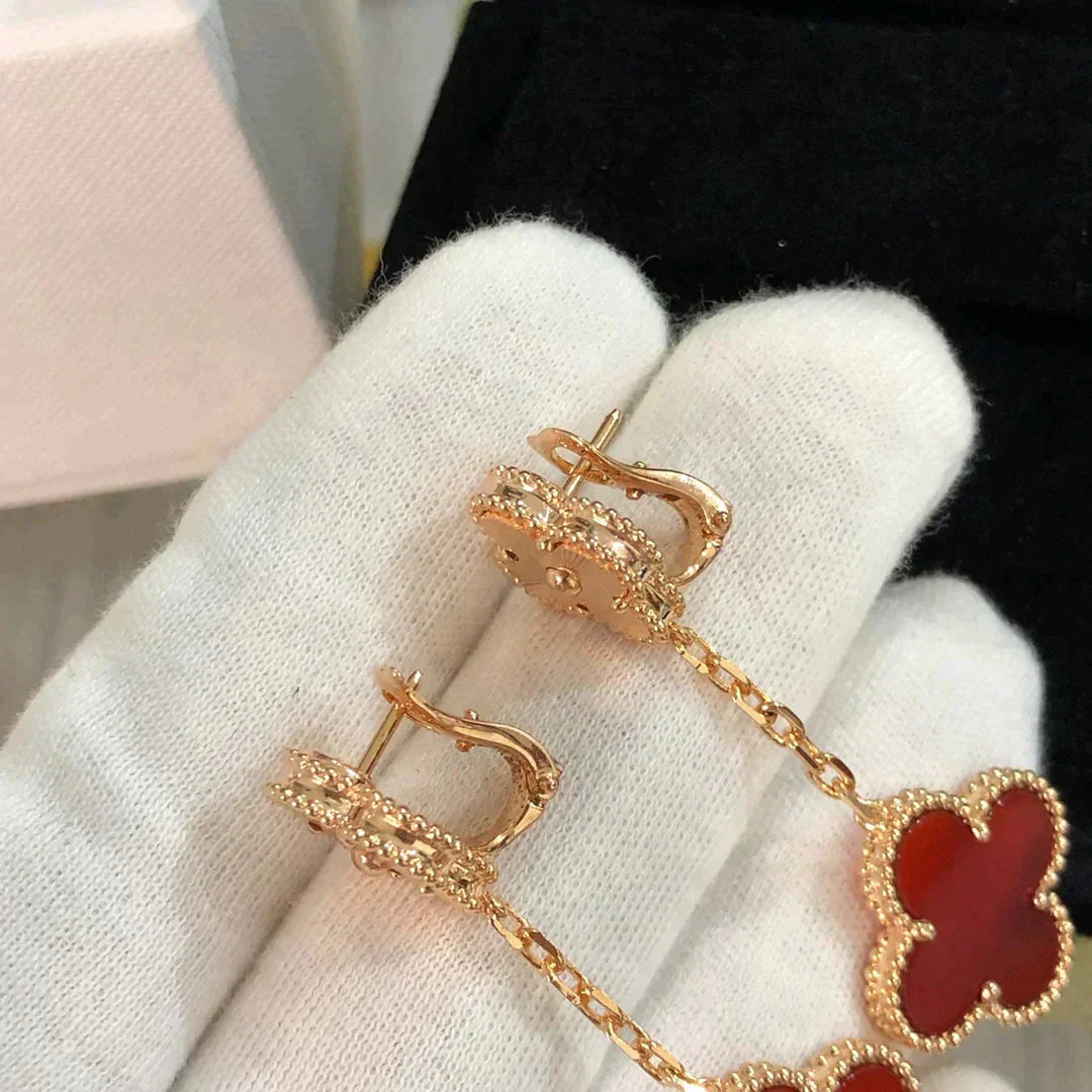 Lumi® CLOVER 2 MOTIF LASER CARNELIAN EARRINGS