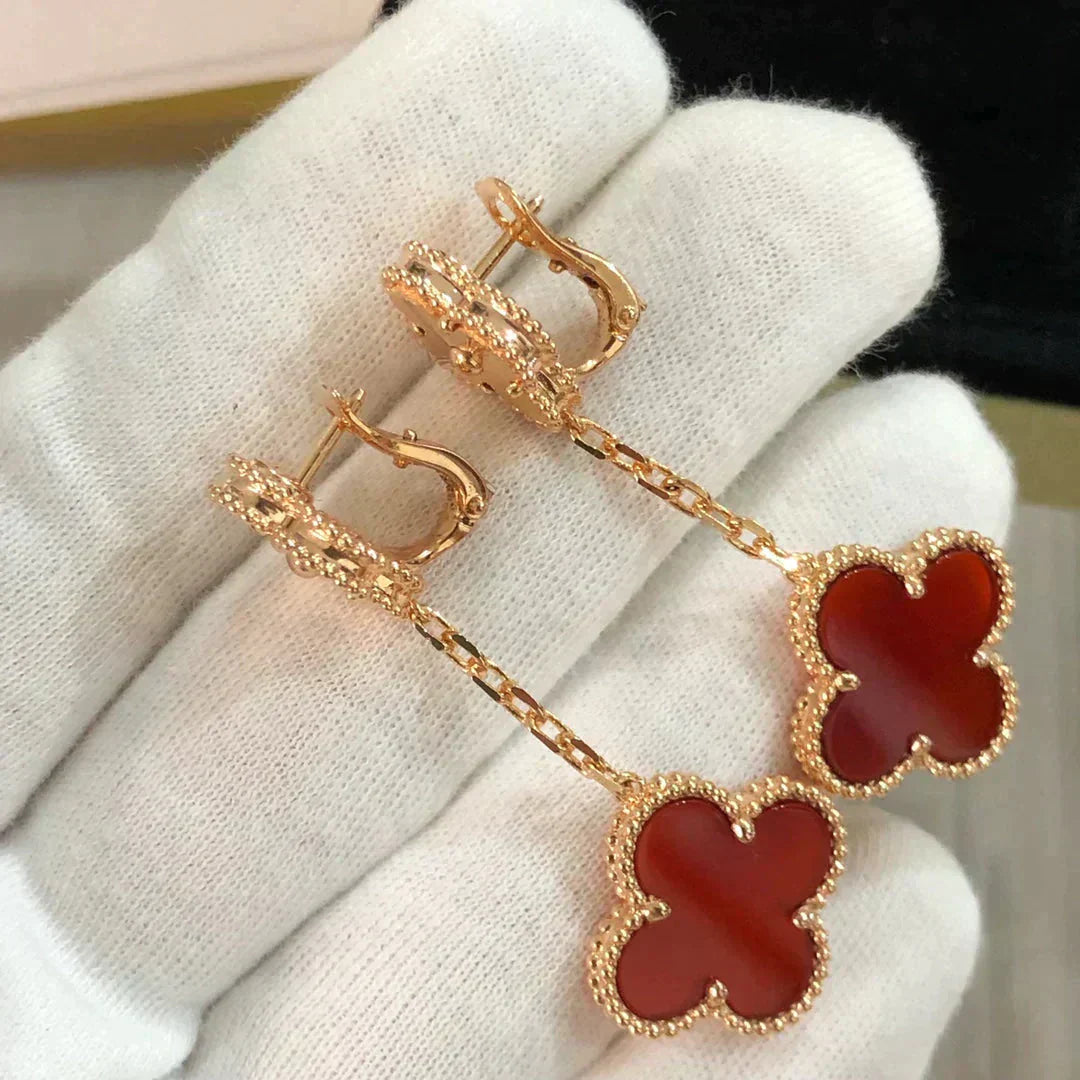 Lumi® CLOVER 2 MOTIF LASER CARNELIAN EARRINGS