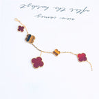 Lumi® Kleeblatt-Armband mit 5 Motiven: Karneol, Tigerauge