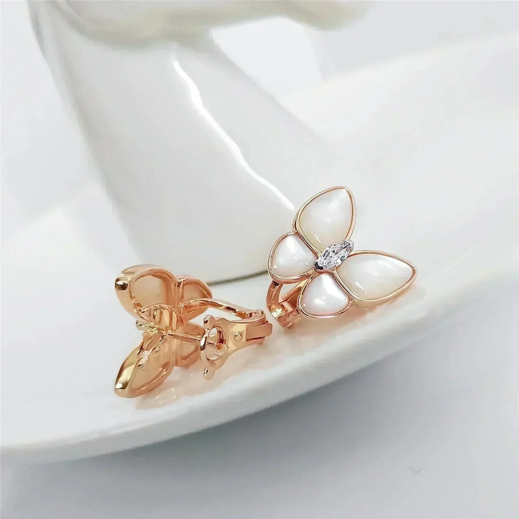 Lumi® Schmetterlings-Perlmutt-Diamantohrringe