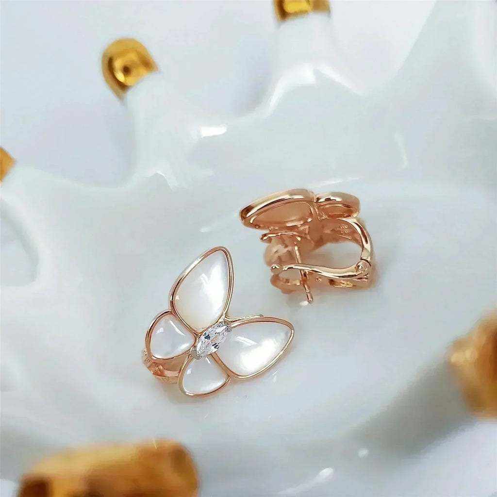 Lumi® Schmetterlings-Perlmutt-Diamantohrringe