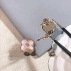 Lumi® CLOVER MEDIUM 1 MOTIFS PINK MOP DIAMOND EARRINGS