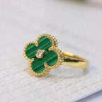 Lumi® CLOVER MALACHIT RING GOLD DIAMOND