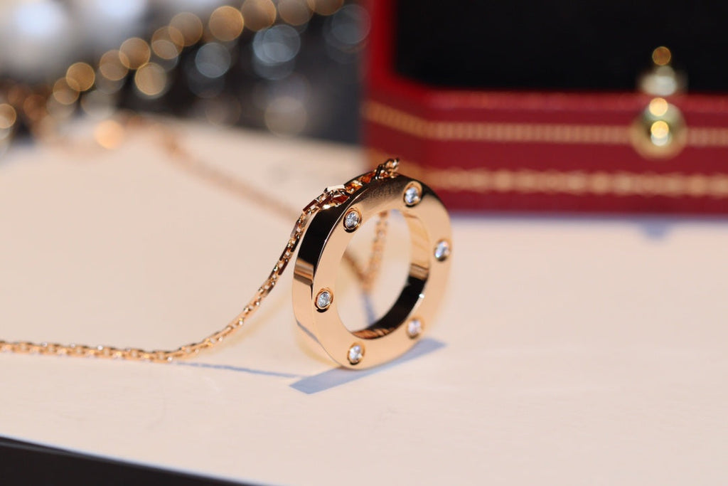 Lumi® LOVE Halskette, 16 mm, 6 Diamanten, Roségold