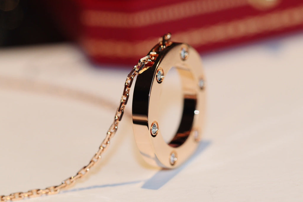 Lumi® LOVE Halskette, 16 mm, 6 Diamanten, Roségold