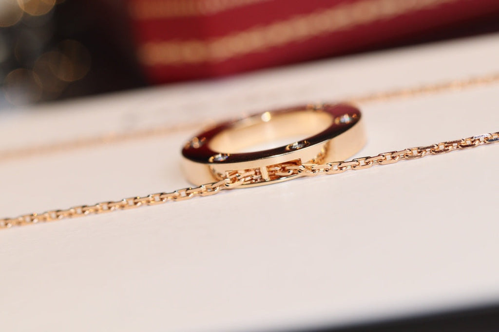 Lumi® LOVE Halskette, 16 mm, 6 Diamanten, Roségold