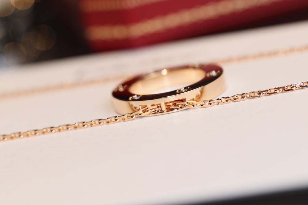 Lumi® LOVE Halskette, 16 mm, 6 Diamanten, Roségold
