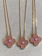 Lumi® CLOVER 15MM DIAMANT-RHODONITT-HALSKETTE