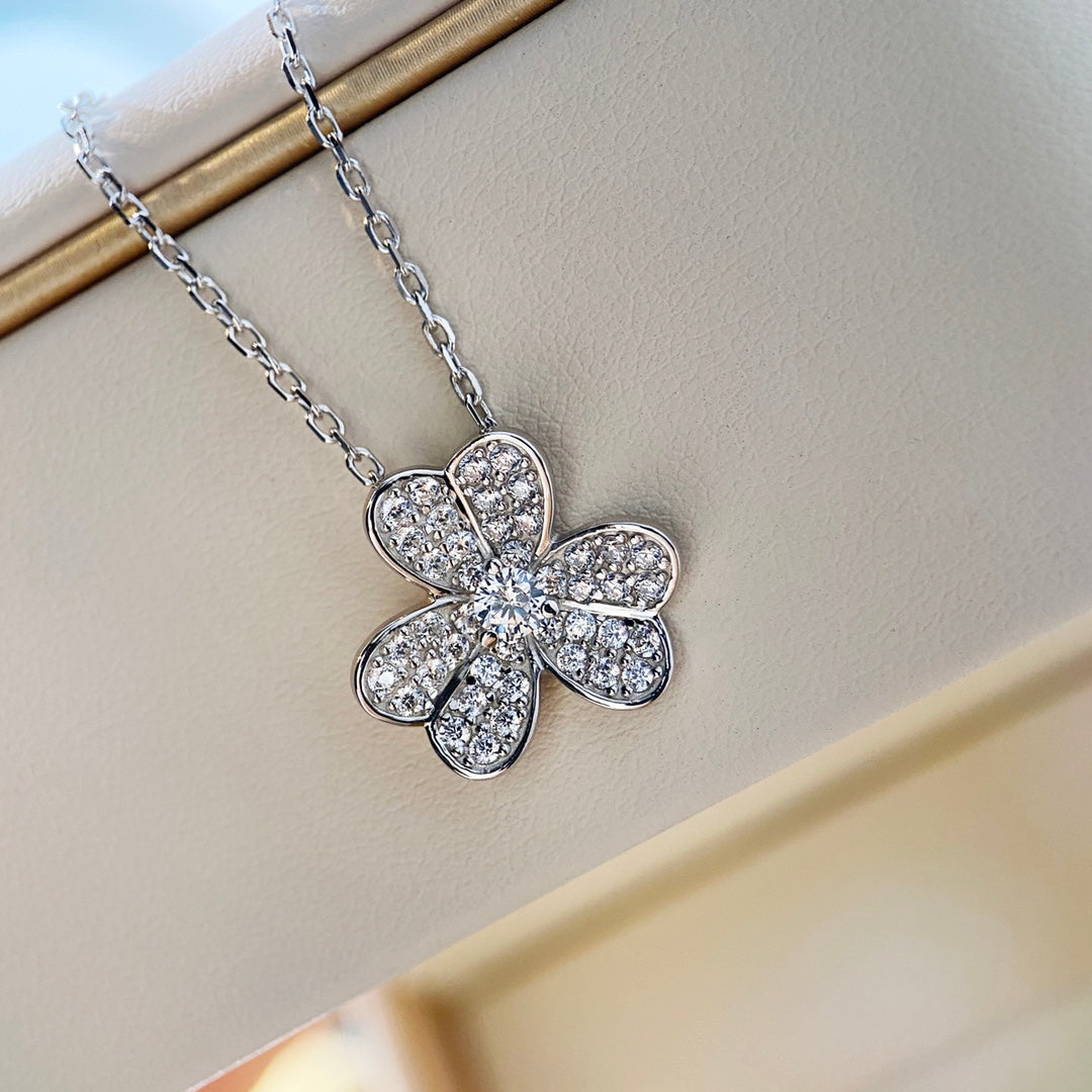 Lumi® Kleeblatt-Diamantkette Silber