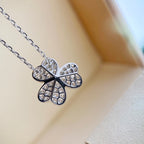 Lumi® Kleeblatt-Diamantkette Silber