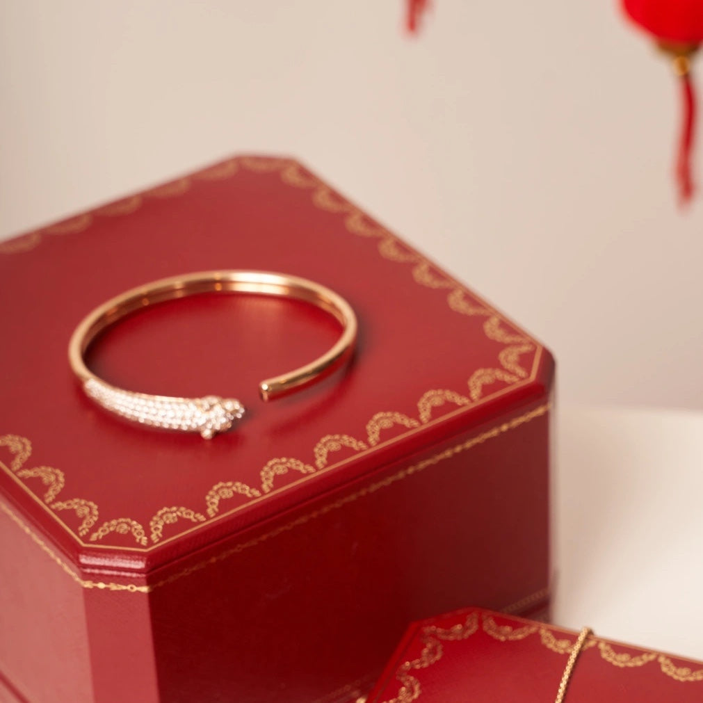 LumiPanthere Roségold Diamant-Armband, offen