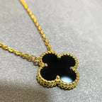 Lumi® CLOVER 15MM SCHWARZE ONYX-EINZELBLÜTEN-KETTE