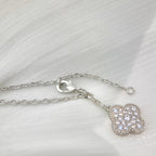 Lumi® Kleeblatt-Halskette mit 5 Motiven aus Silber und Diamanten