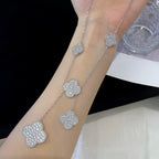 Lumi® Kleeblatt-Halskette mit 5 Motiven aus Silber und Diamanten