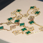 Lumi® Kleeblatt-Halskette mit 20 Motiven, Malachit und Diamanten