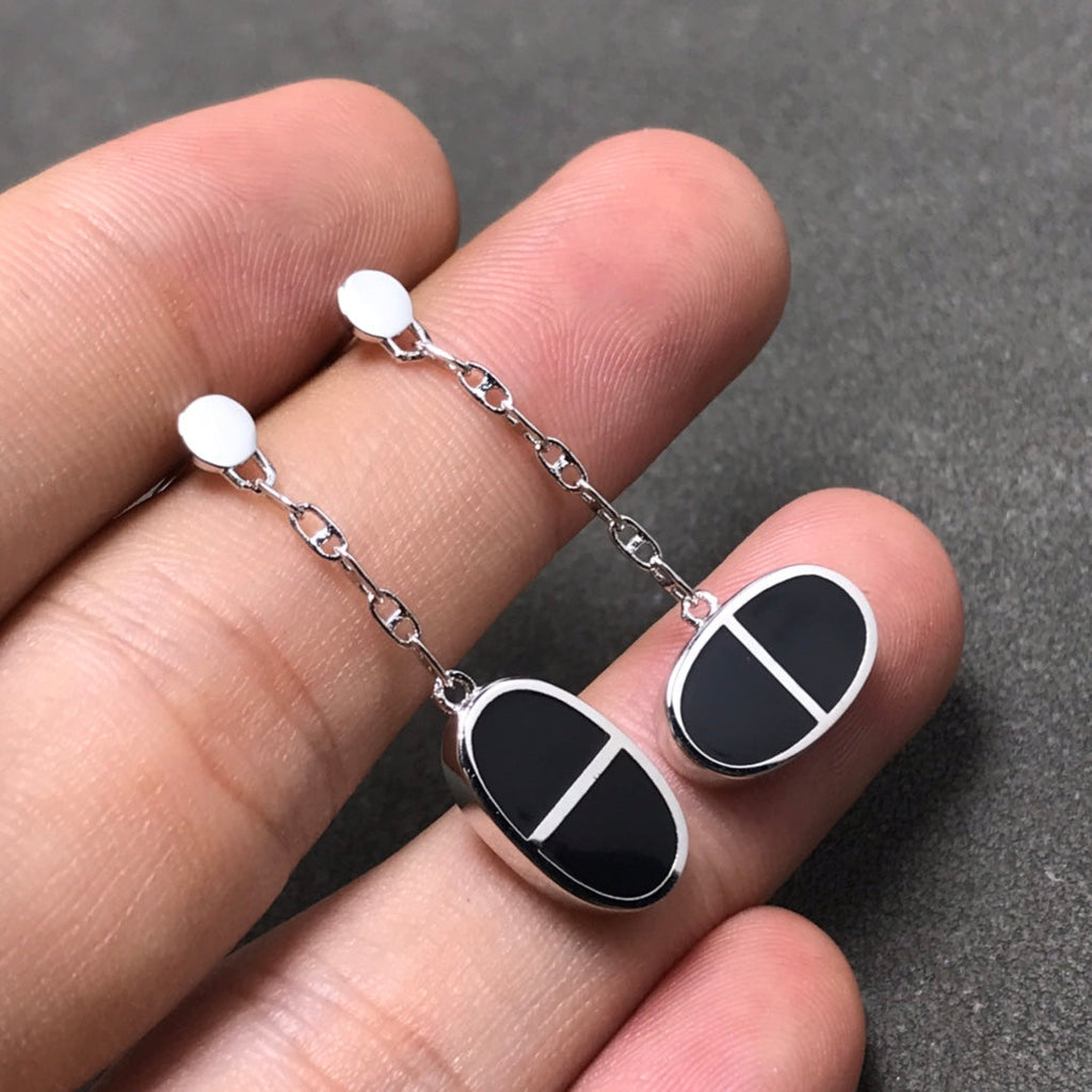 ¡®Lumi¡¯CHAINE VERSO SCHWARZE KERAMIK SILBER OHRRINGE