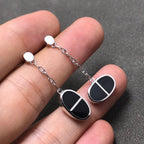 ¡®Lumi¡¯CHAINE VERSO SCHWARZE KERAMIK SILBER OHRRINGE