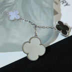 Lumi® Kleeblatt-Armband mit 5 Motiven, Perlmutt, Chalcedon, Silber 