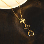 ¡®Lumi¡¯STAR AND SUN ONYX ROSA GOLD KETTE