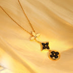 ¡®Lumi¡¯STAR AND SUN ONYX ROSA GOLD KETTE