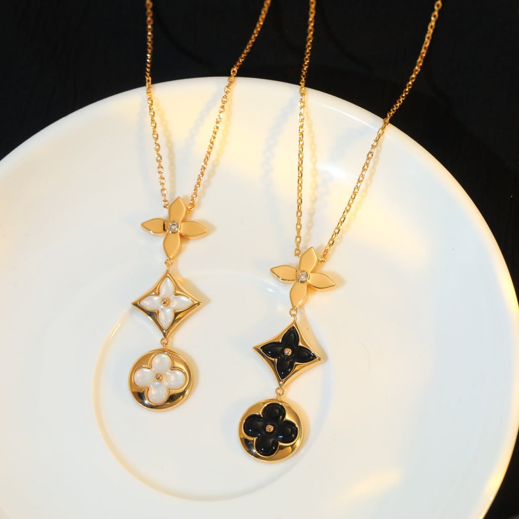 ¡®Lumi¡¯STAR AND SUN ONYX ROSA GOLD KETTE