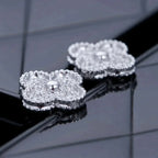 Lumi® Kleeblatt-Ohrstecker mit Diamantmotiven, Silber