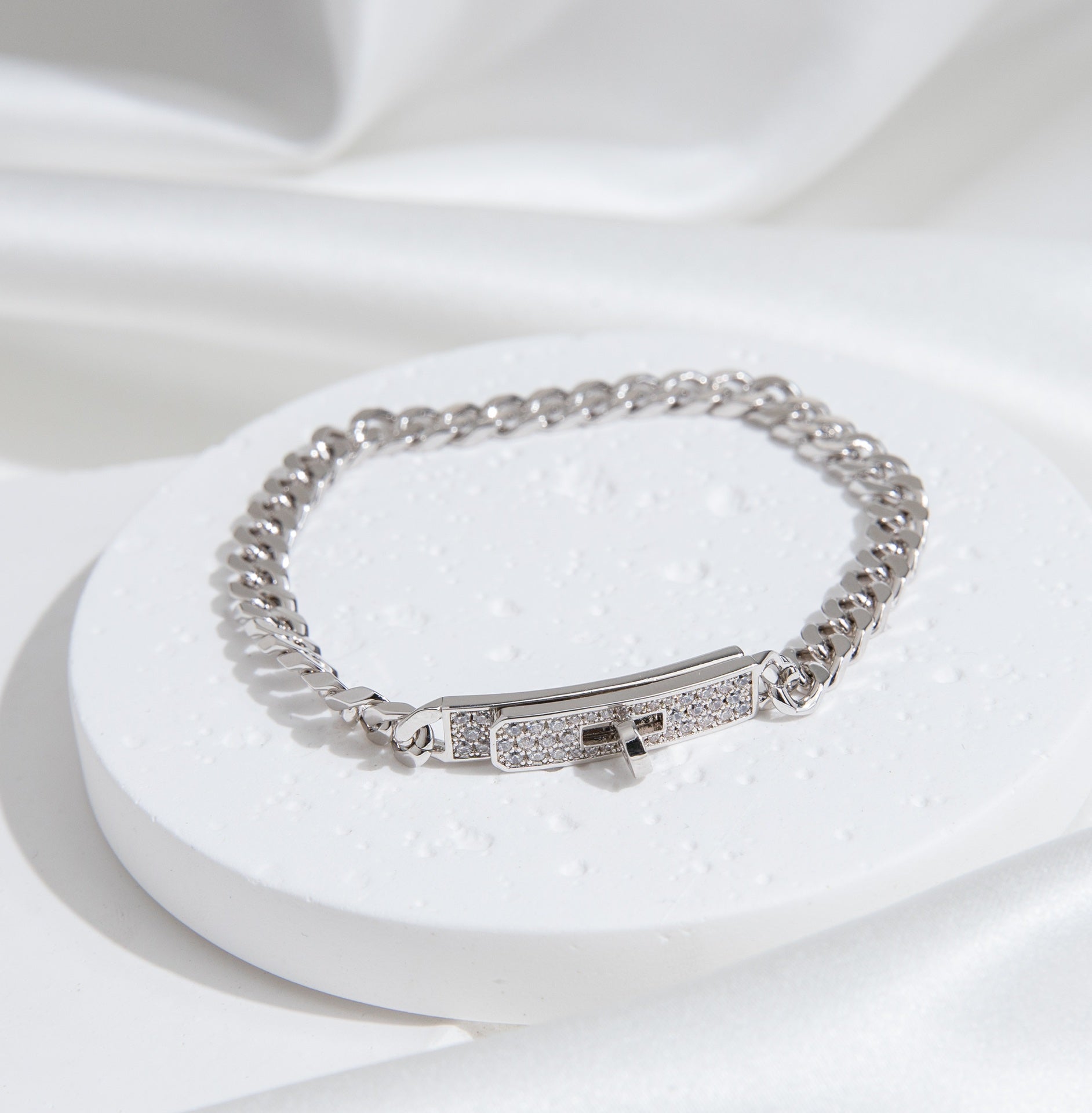¡®Lumi¡¯KELLY CHAIN SILVER DIAMOND BRACELET