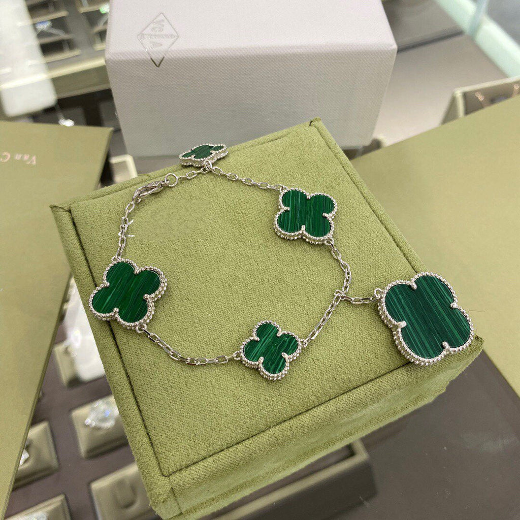 Lumi® CLOVER 5 MOTIFS SIVLER MALACHITE ARMBAND