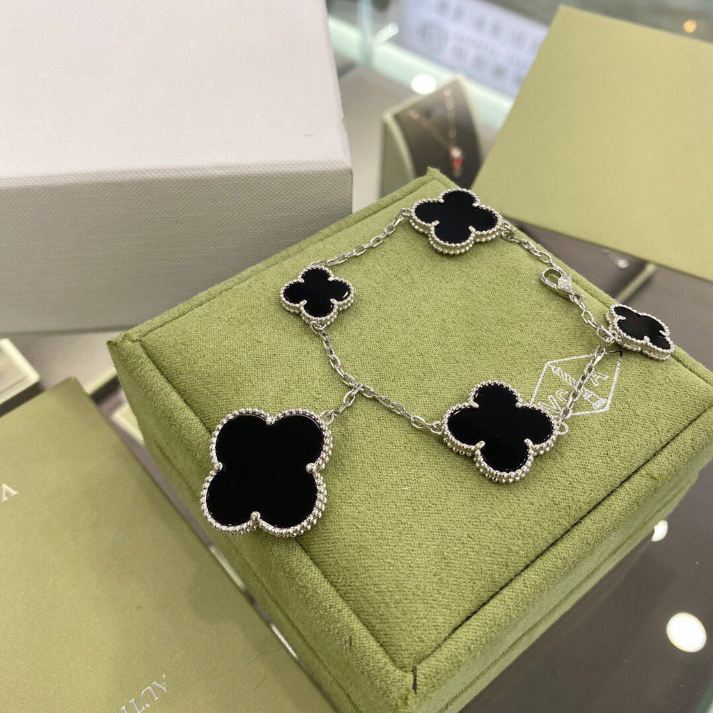 Lumi® CLOVER 5 MOTIFS SIVLER ONYX ARMBAND