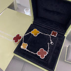 Lumi® CLOVER 5 MOTIFS SIVLER CARNELIAN TIGER EYE ARMBAND