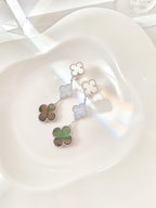Lumi® CLOVER 3 MOTIFS CHALCEDONY DARK MOP SILVER EARRINGS