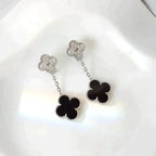 Lumi® Ohrringe mit Kleeblattmotiven, Diamant und Onyx, Silber