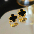 Lumi® CLOVER MEDIUM 1 MOTIFS ONYX STUD EARRINGS