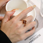 Lumi® CLOVER CARNELIAN RING ROSE GOLD DIAMOND