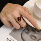 Lumi® CLOVER CARNELIAN RING ROSE GOLD DIAMOND